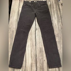 Dark brown corduroy J. Crew skinny stretch fit pants. 30x32.